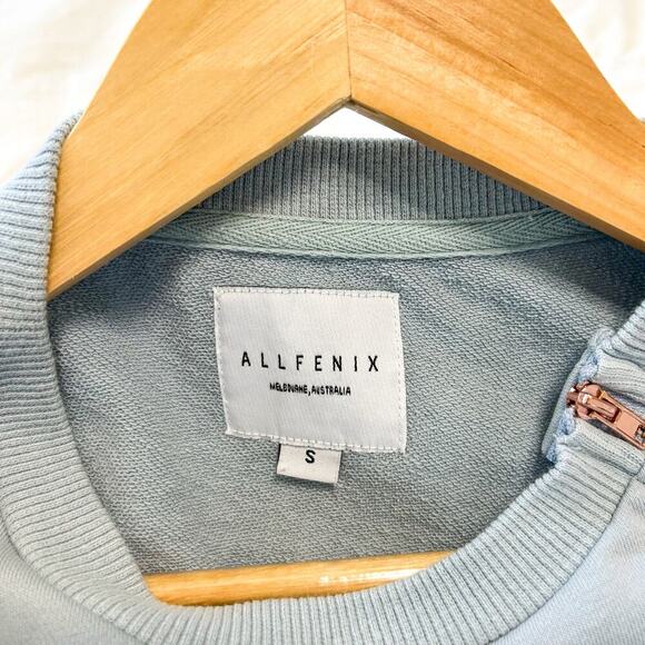 All Fenix Camila Cropped Sweatshirt Women’s Small Light Blue Long Sleeve Cotton - Picture 4 of 7